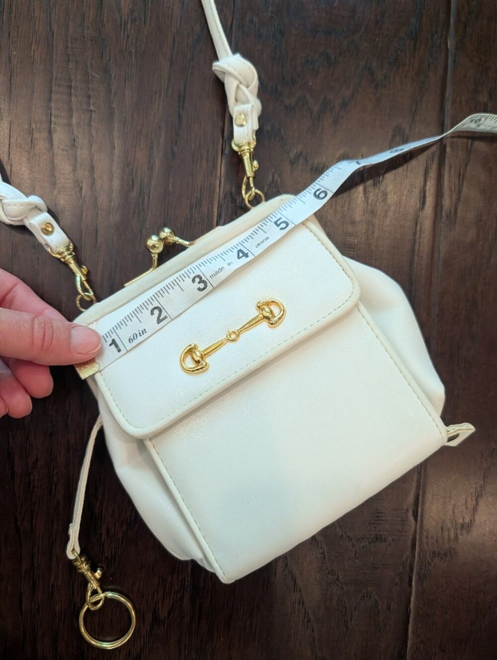 Women's White Mini Crossbody Wallet Bag with Gold Hardware - Picture 4 of 11